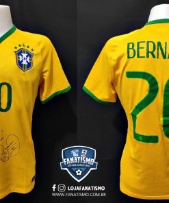 eye float Habitat Camisa da Seleção Brasileira Oficial I Nike 2014 #20 Bernard Usada e  Autografada pelo Atleta M - Fanatismo