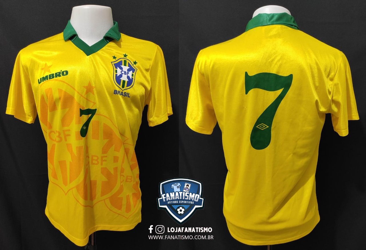 Camisa da Seleção Brasileira Oficial I Umbro 1994 #7 Bebeto M - Fanatismo