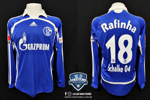 Camisa do Schalke 04 Oficial I Adidas 2005 Manga Longa #18 Rafinha De Jogo M