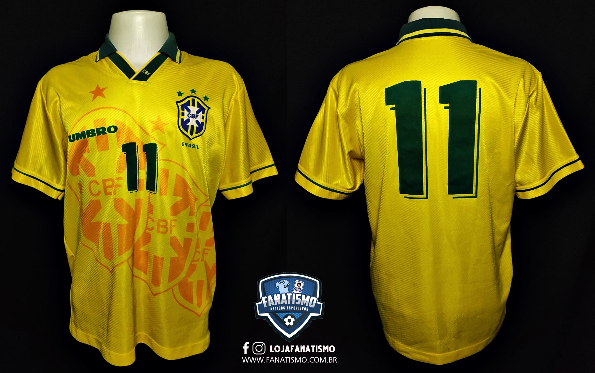 Camisa da Seleção Brasileira Oficial I Umbro 1994 #11 Romário SG - Fanatismo