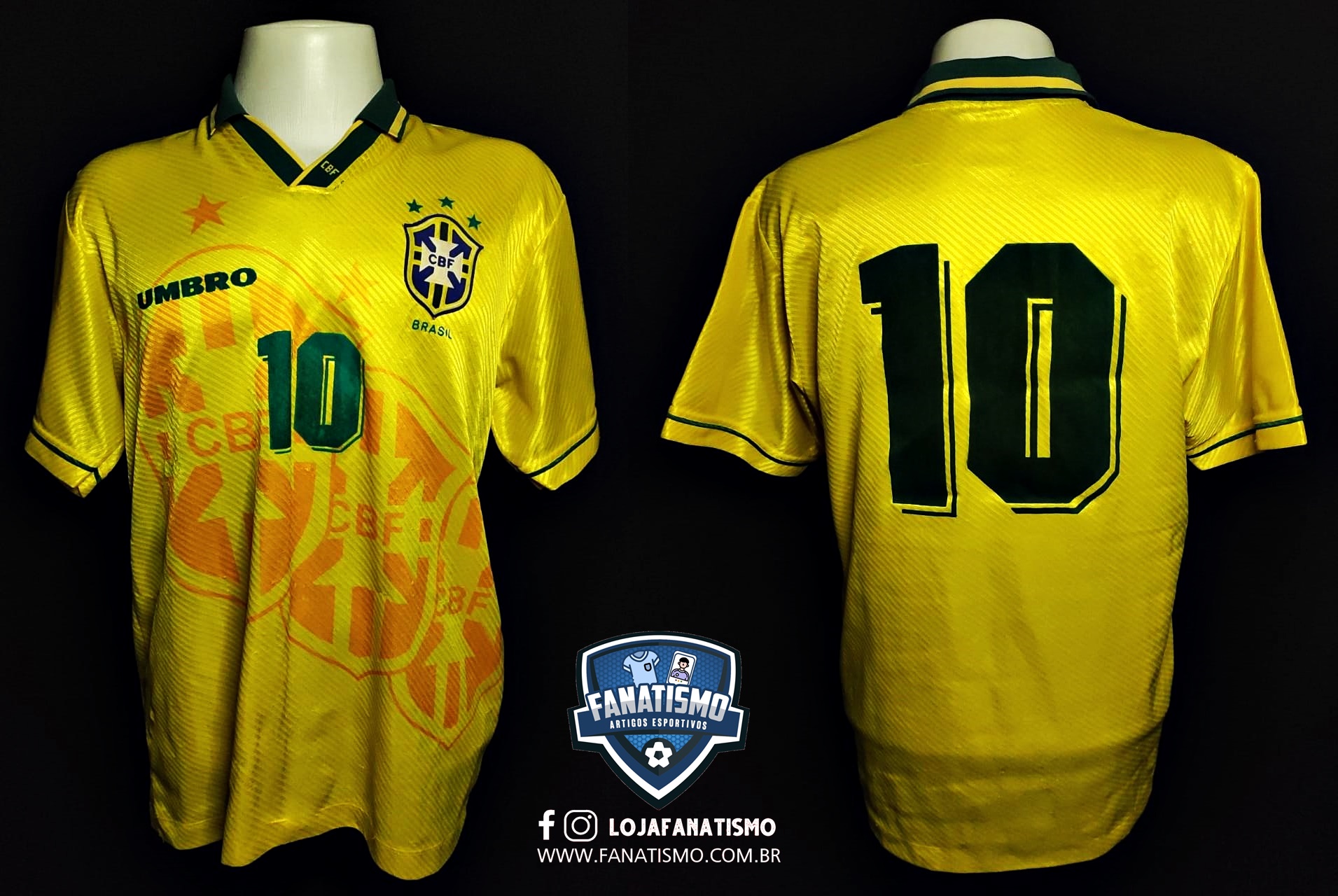 Camisa da Seleção Brasileira Oficial I Umbro 1994 #10 Raí SG - Fanatismo