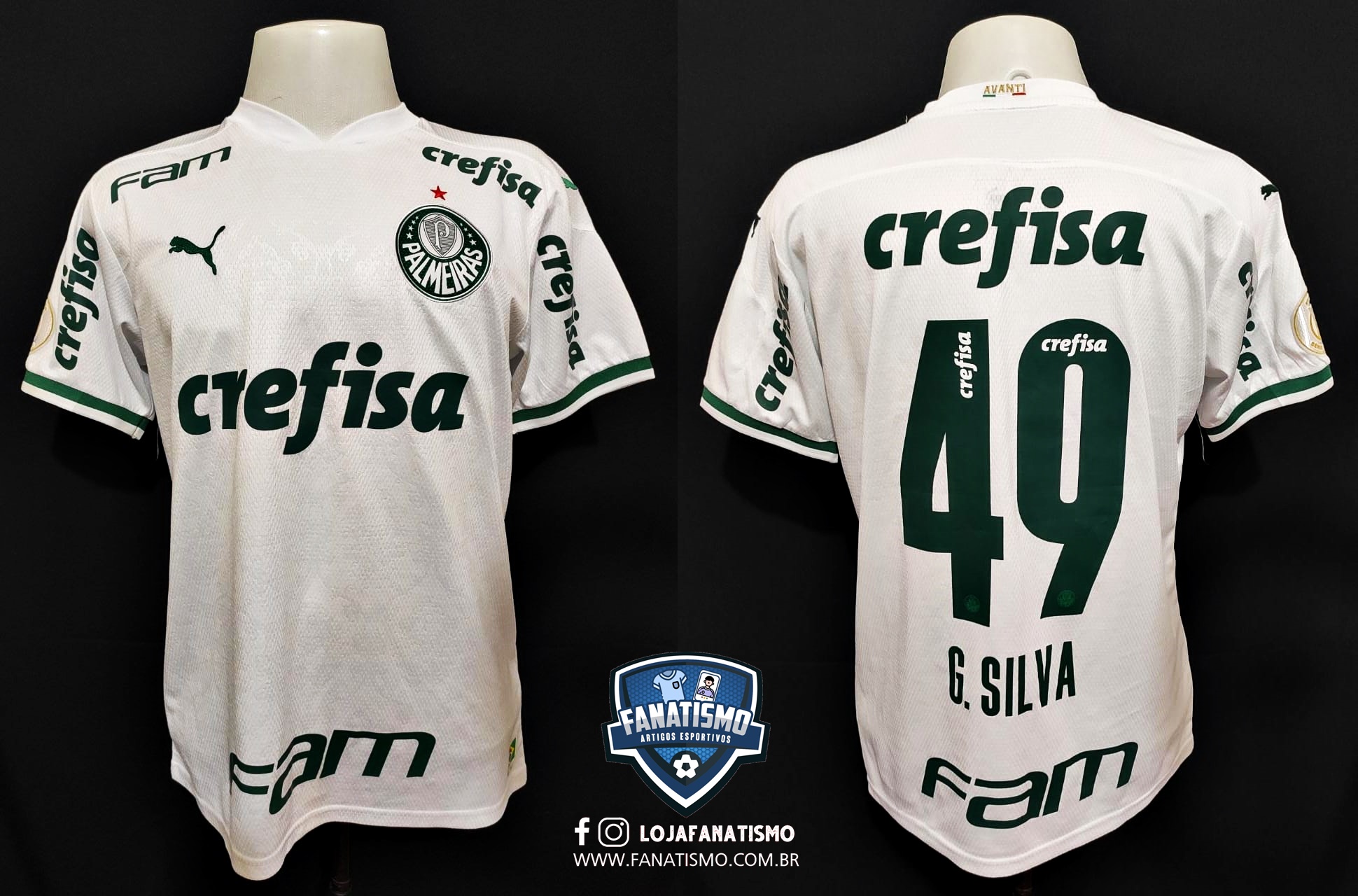 Camisa do Palmeiras Oficial II Puma 2021 #49 Gabriel Silva Usada em Jogo G  - Fanatismo
