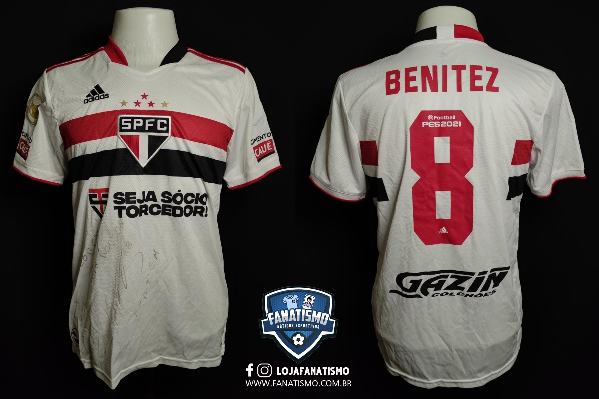 Camisa do São Paulo Oficial I Adidas 2021 #8 Benítez Usada em Jogo no Brasileiro M