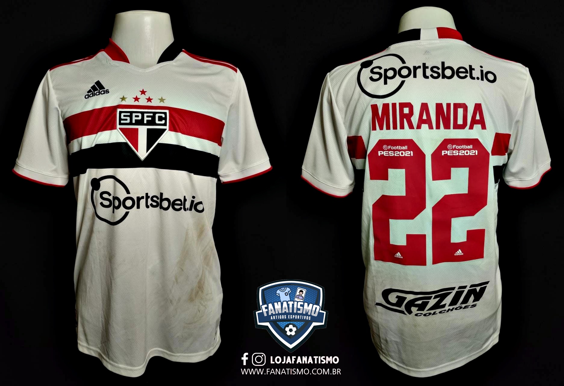 Camisa do São Paulo Oficial I Adidas 2021 #22 Miranda Usada em Jogo vs. Vasco M