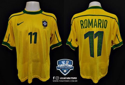Camisa da Seleção Brasileira Oficial I Nike 1998 #11 Romário Preparada P/Jogo G
