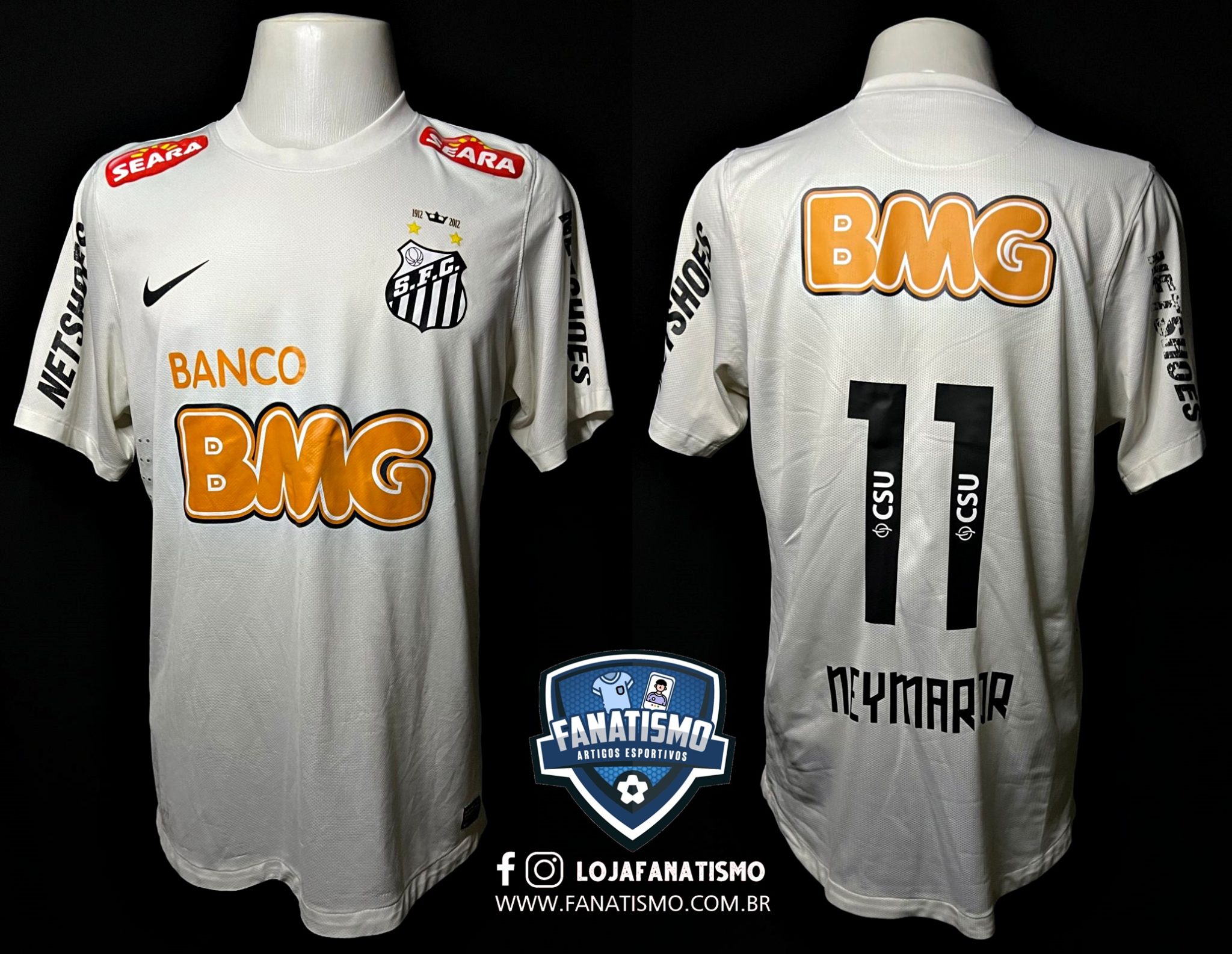 Camisa do Santos Oficial I Nike 2012 #11 Neymar Jr. Modelo Jogador G ...