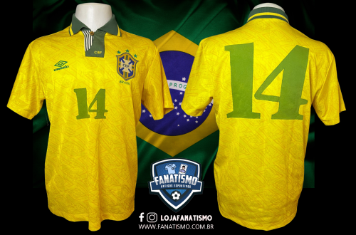 Camisa da Seleção Brasileira Oficial I Umbro 1992/1993 #14 Marcio Santos De Jogo SG