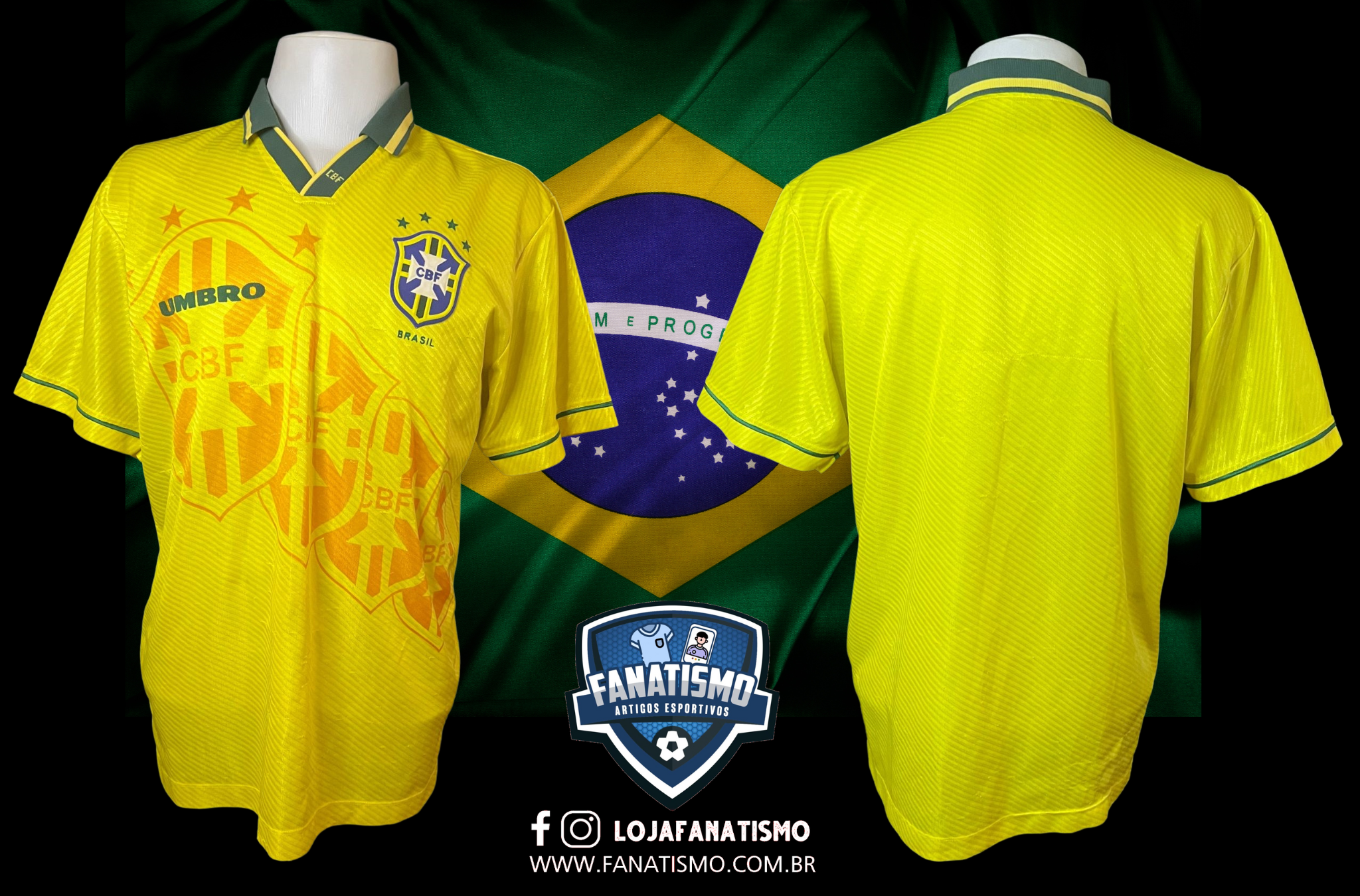 Camisa da Seleção Brasileira Oficial I Umbro 1994/1995 S/Nº G - Fanatismo