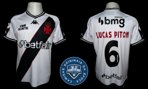 Camisa do Vasco Oficial II Kappa 2024 #6 Lucas Piton Usada em Jogo vs. FLA M