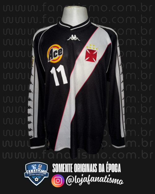 Camisa do Vasco Oficial I Manga Longa Futsal Kappa 2000 #11 Usada em Jogo G