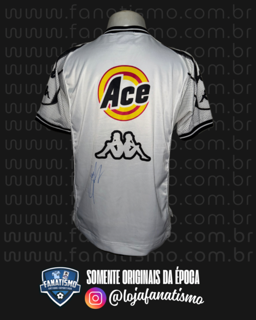Camisa do Vasco Oficial Treino Branca Kappa 1999/2000 Autografada Carlos Germano - Image 2