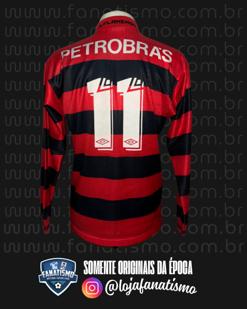 Camisa do Flamengo Oficial I Manga Longa Umbro 1994/1995 #11 Romário G - Imagem 2