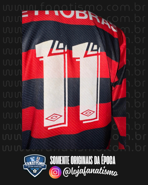 Camisa do Flamengo Oficial I Manga Longa Umbro 1994/1995 #11 Romário G - Imagem 4