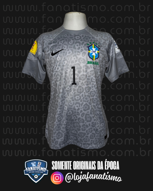 Camisa da Seleção Brasileira Oficial Goleiro Cinza Nike 2023 #1 Phillipe Gabriel Usada em Jogo vs. Irã no Mundial Sub-17 G