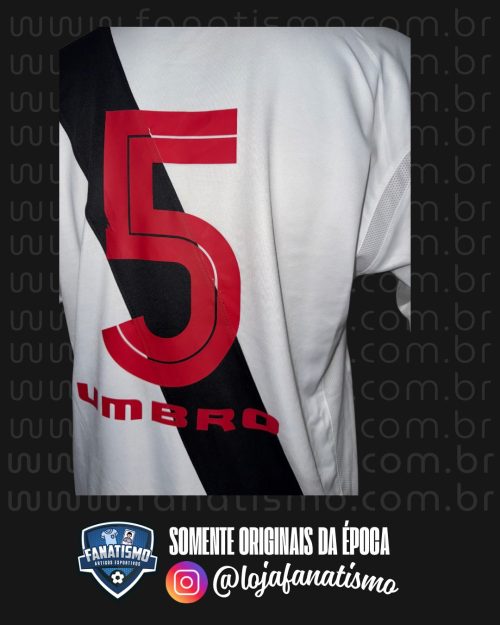 Camisa do Vasco Oficial II Umbro 2003 #5 Da Silva Usada em Jogo Único ‘Fome Zero’ - Imagem 4