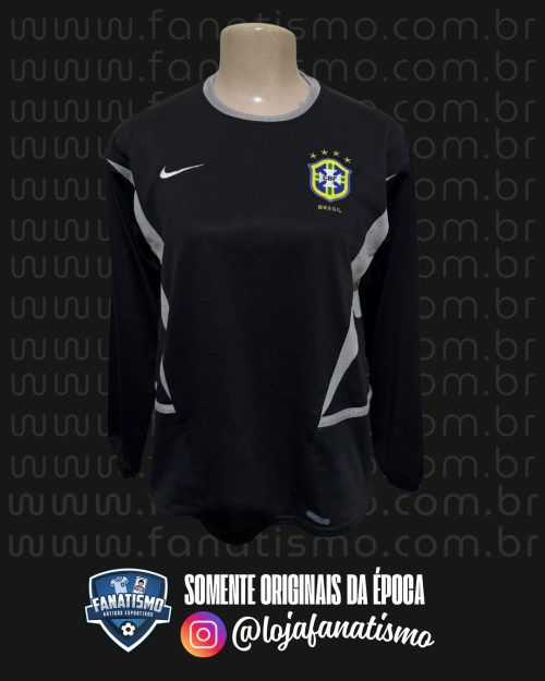 Camisa da Seleção Brasileira Oficial Goleiro Manga Longa Nike 2002 Feminina/Infantil