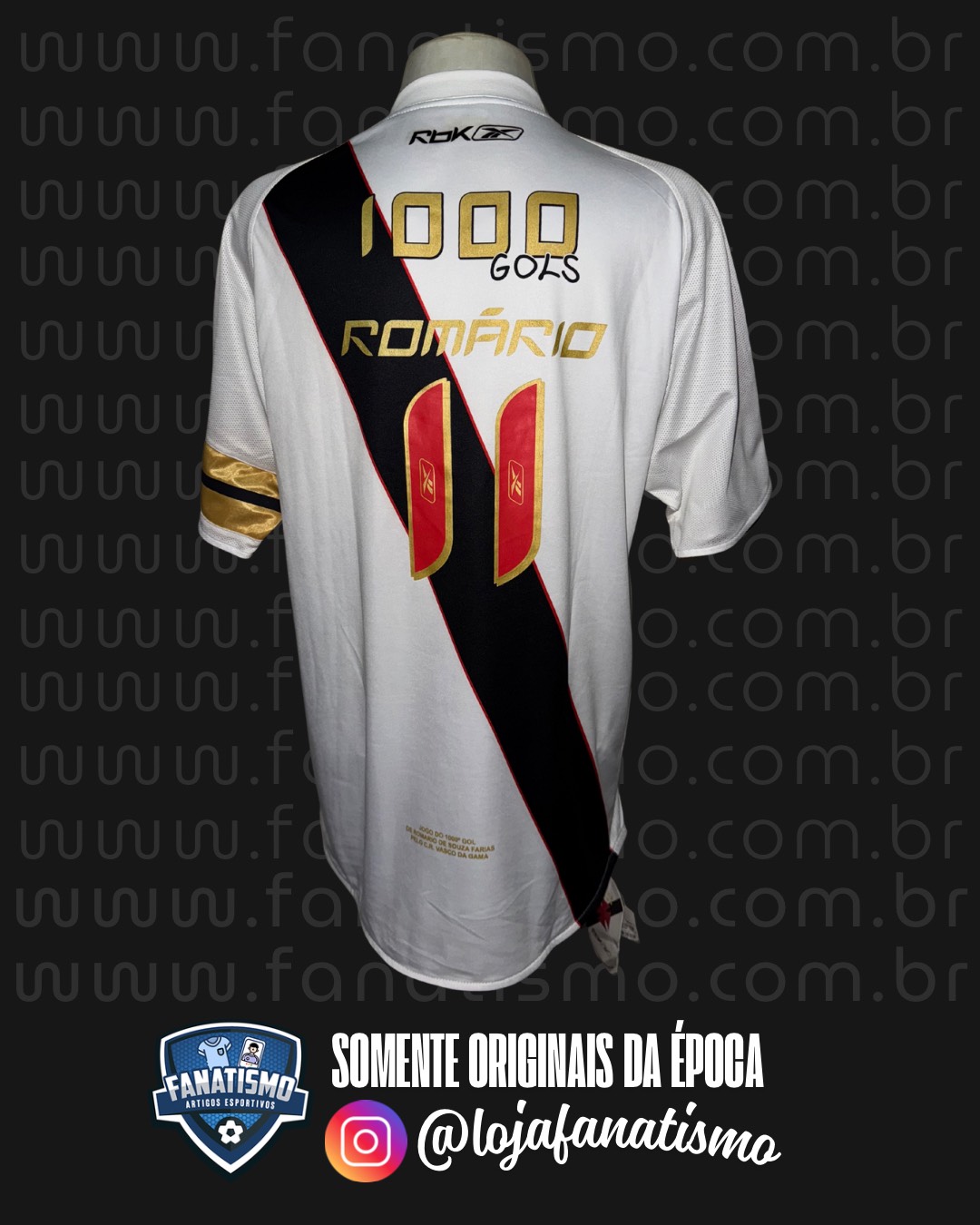 Camisa do Vasco Oficial II Reebok 2007 #11 Romário Edição Limitada '1000 Gols' Nova GG - Imagem 2