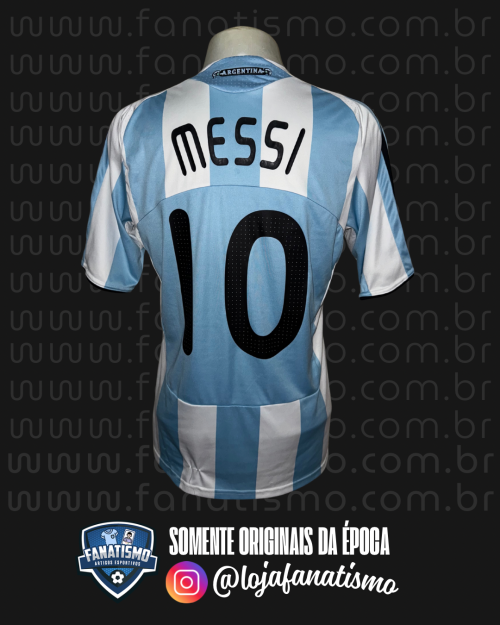 Camisa da Seleção da Argentina Oficial I Adidas 2008 #10 Messi G - Imagem 2