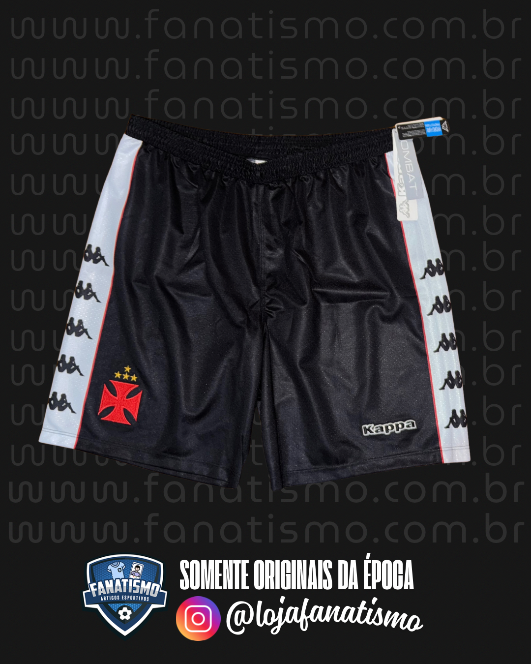 Short do Vasco Oficial Retrô Kappa 1997 Novo GG